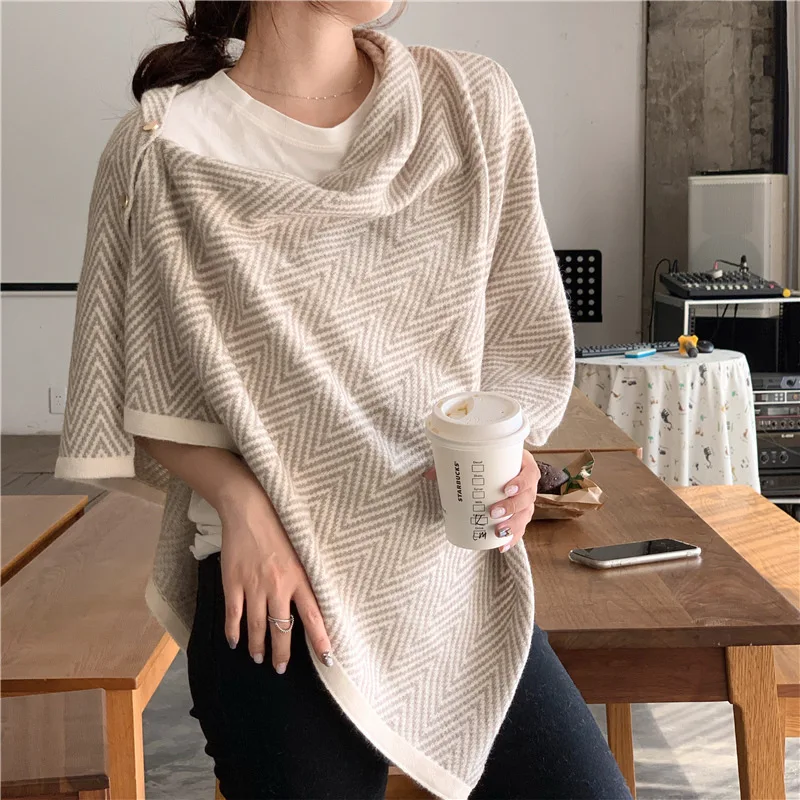 

2024 Sale Hijab Winter Button Shawl Thickened Warm Imitation Cashmere Scarf Women Bandana Pashmina Scarves Poncho Foulard Femme