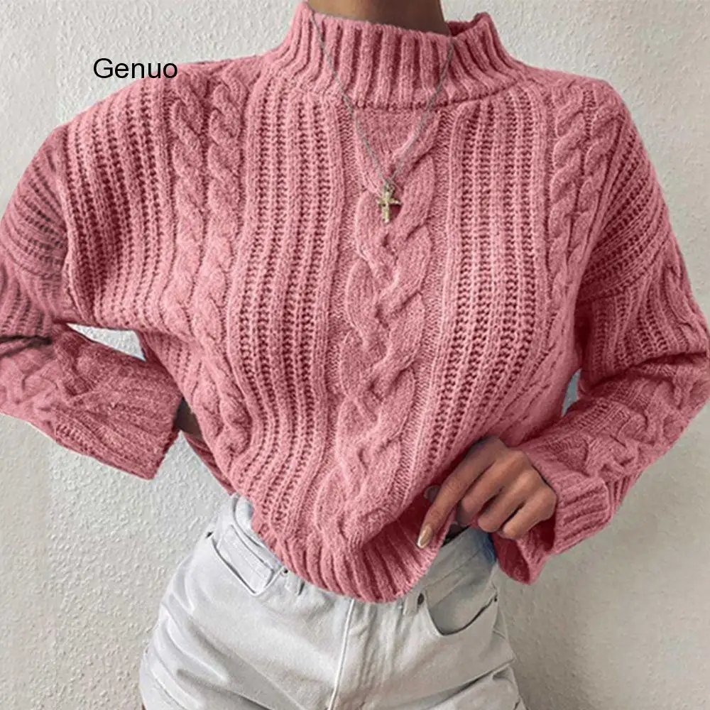 Knitted Turtleneck Sweater Women Autumn Ladies Solid Pullover Sweater Korean Style Female Long Sleeve Knit Jumpers Femme