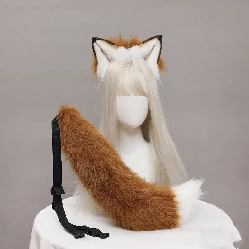 Juego de orejas de Lobo y animales para mujer, diadema estilo Lolita de felpa, accesorios de Cosplay para Halloween y Navidad