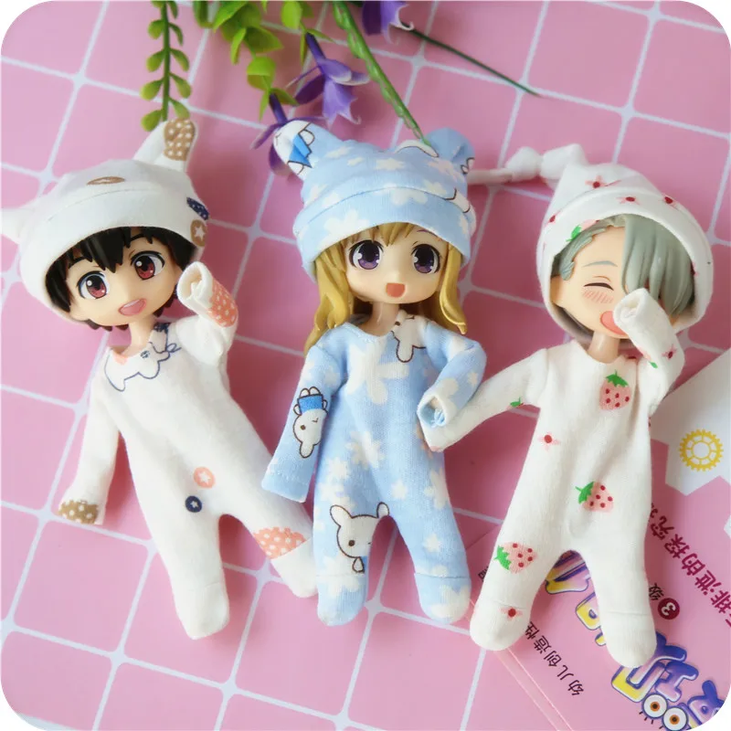 ob11 baby clothes pajamas 1 / 12bjd climbing clothes doll clothes beautiful knot pig jumpsuit GSC PICCODO hat doll accessories