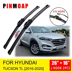 For Hyundai Tucson 2016 2017 2018 2019 2020 Front Wiper Blades Brushes Cutter Accessories   U J Hook Windshield Windscreen