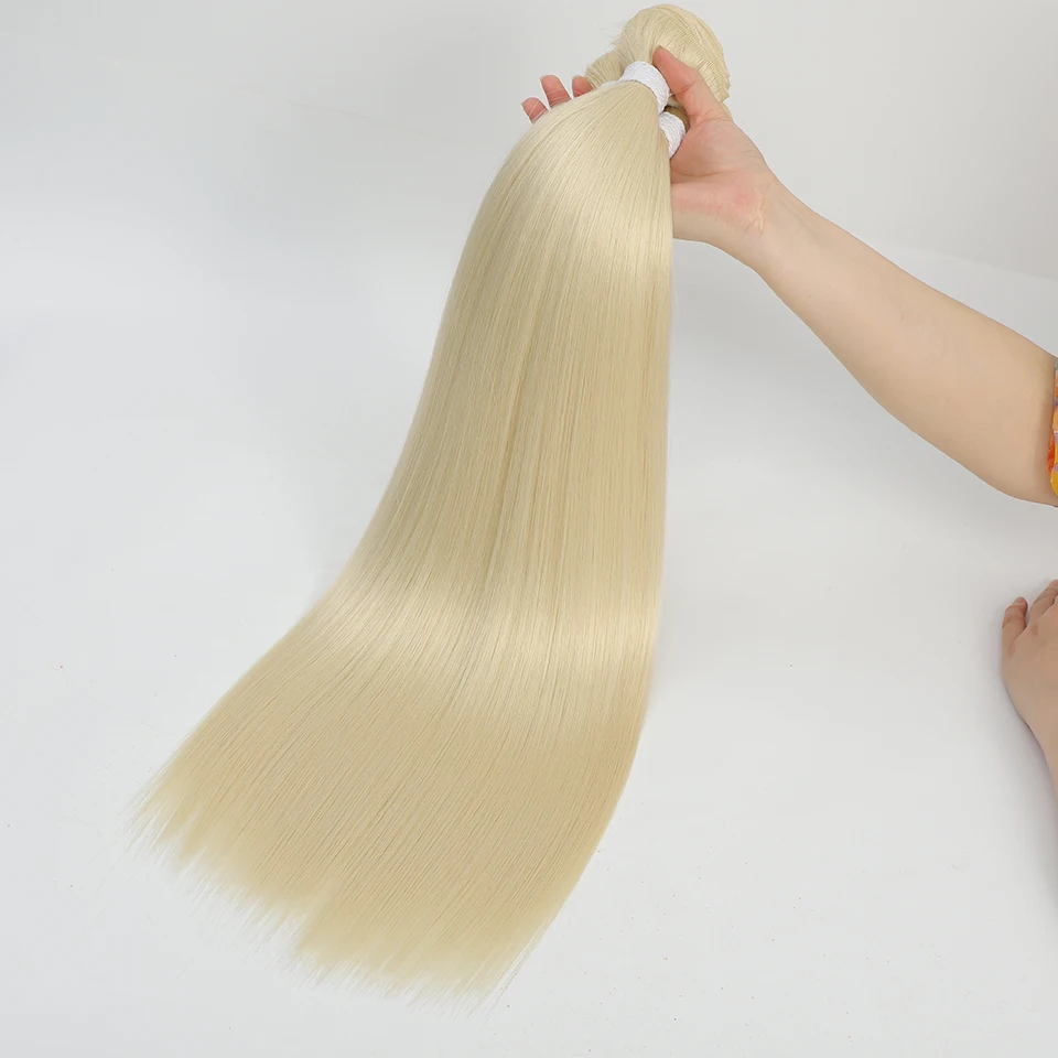 Mechones de cabello liso hueso para salón, extensiones naturales, fibras sintéticas súper largas, tejido liso Yaki, de punta a punta 3