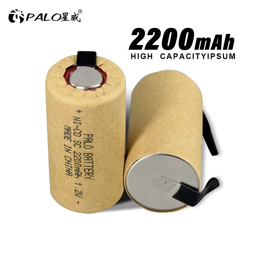 PALO 2-10PCS Ni-CD SC battery 2200mAh high power Sub-C 10C 1.2V rechargeable batteries for power tools electric drill screwdrive