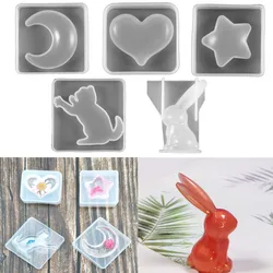 Coelho 3d moldes de silicone resina epóxi molde coração gato estrela lua molde de fundição para diy artesanato jóias fazendo chram ferramentas pendnats