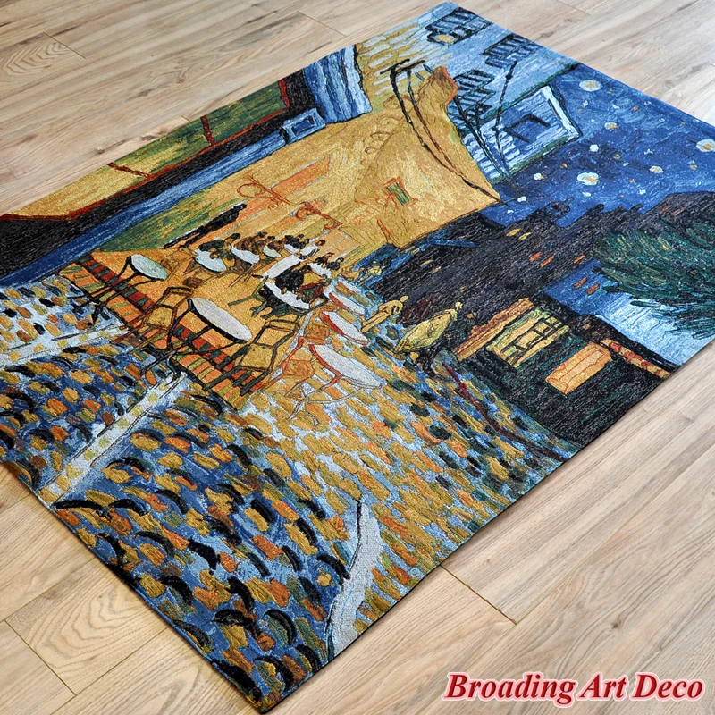 Van Gogh Night Cafe Jacquard Weave Tapestry Wall Hanging Gobelin Home Art Textile Decoration Aubusson Cotton 100% Size 139x99cm