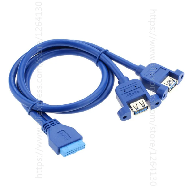 Dual USB 3.0 Female Screw Mount To Motherboard 20pin Header Cable With PCI Bracket Computer Chassis Back Panel Line 0.2M/0.5M