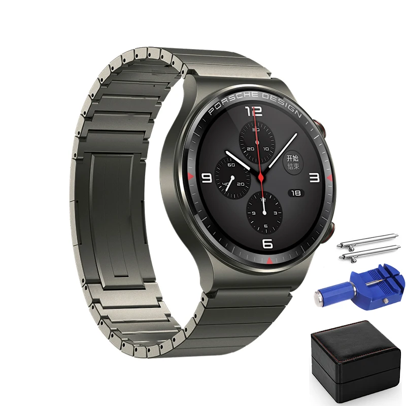 عالية الجودة التيتانيوم رمادي حزام الساعات لهواوي ساعة 3 / GT 2 برو/GT 2 46 مللي متر/GT أنيقة 22 مللي متر حزام ساعة المعصم حزام