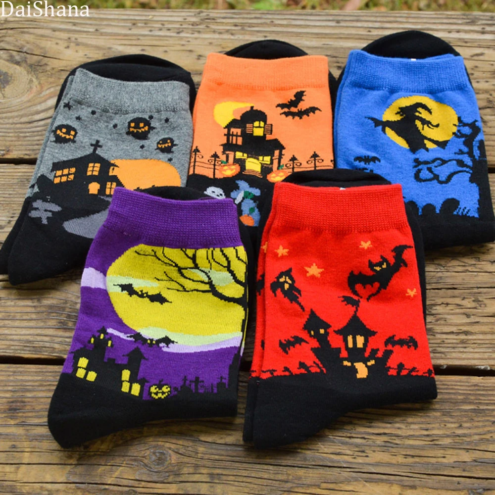 DaiShana Fashion Unisex Cotton Women Socks Casual Ankle Socks Girls Pumpkin Head Warm Creative WARM Cotton Halloween Party Socks