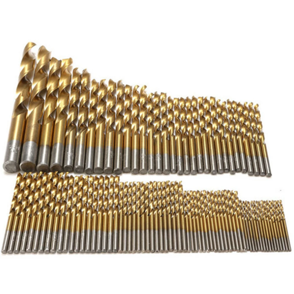 새로운 99pcs 티타늄 HSS 드릴 비트 코팅 1.5mm - 10mm 스테인레스 스틸 HSS 고속 드릴 비트 전기 드릴 도구에 대 한 설정