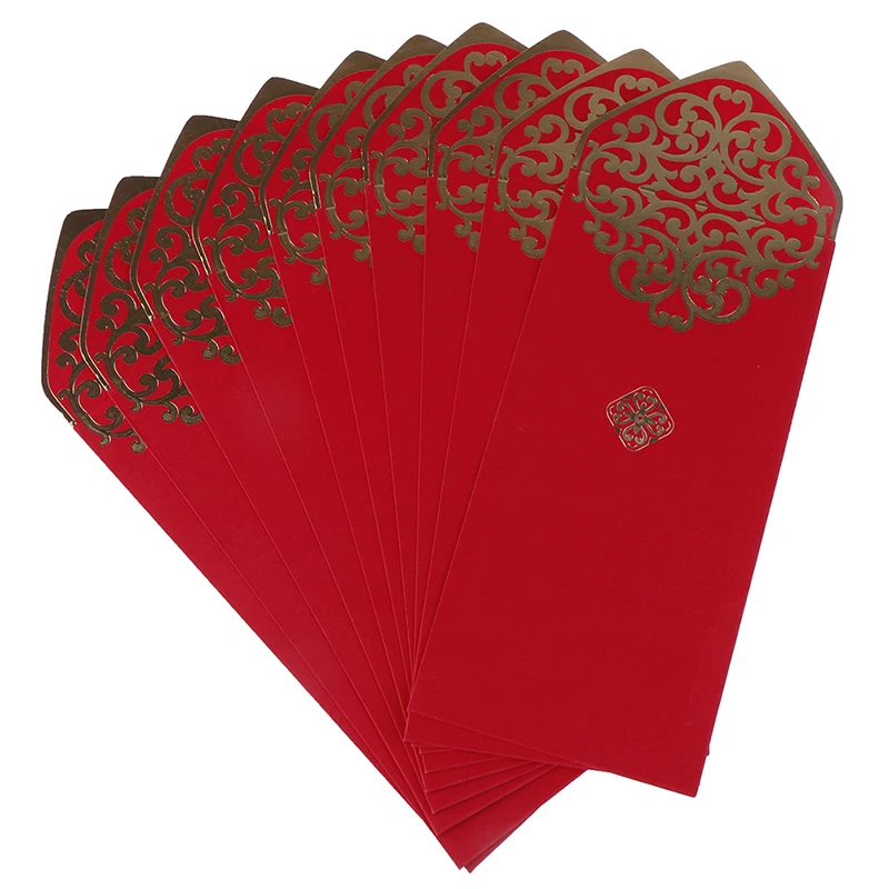 6/10Pcs New Year Wedding Red Envelope Chinese Spring Festival Gold Printing Red Pocket To Fill In Money