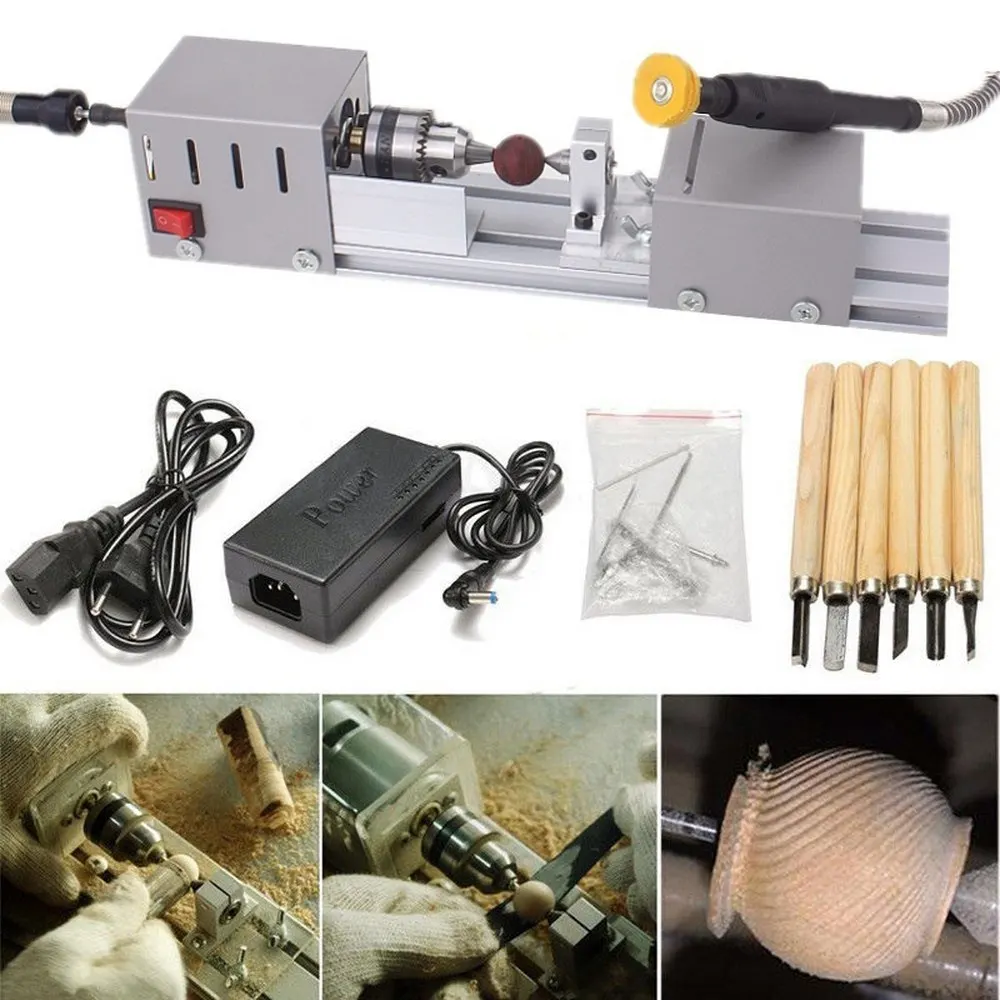 

24V 100W Lathe Machine DIY CNC Mini Woodworking Buddha Pearl Grinding Meter Polishing Beads Wood Lathe Drill Rotary Tools Newest