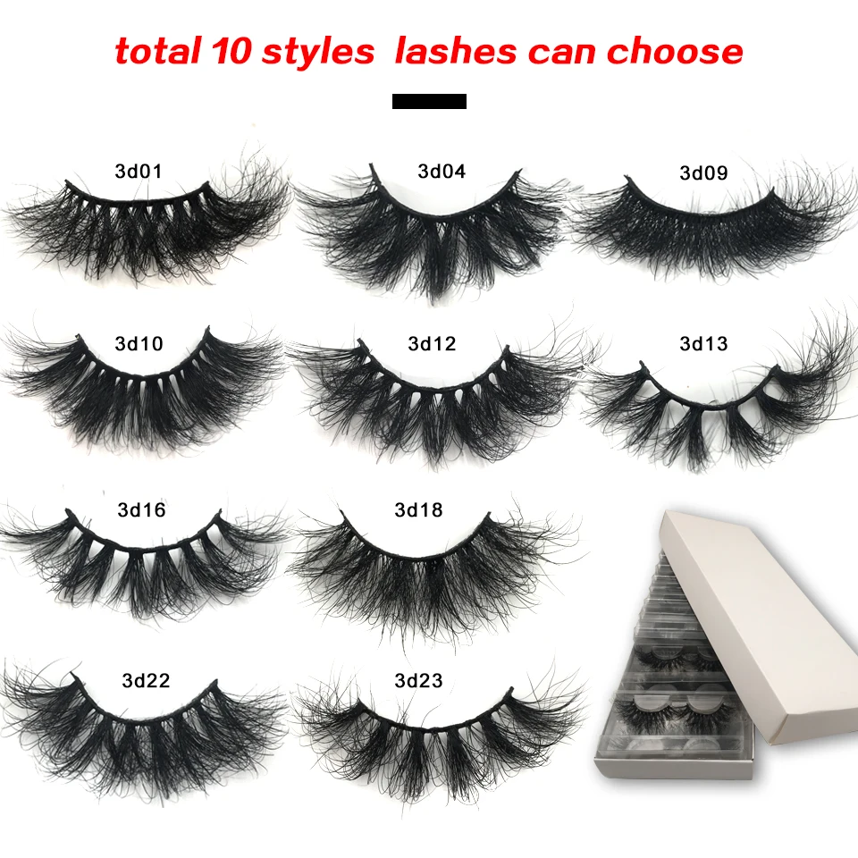 RED SIREN 5-50 pairs Fluffy Lashes 25mm 3d Mink Lashes Wholesale In Bulk Dramatic Long Natural Eyelashes Makeup Mink Eyelashes