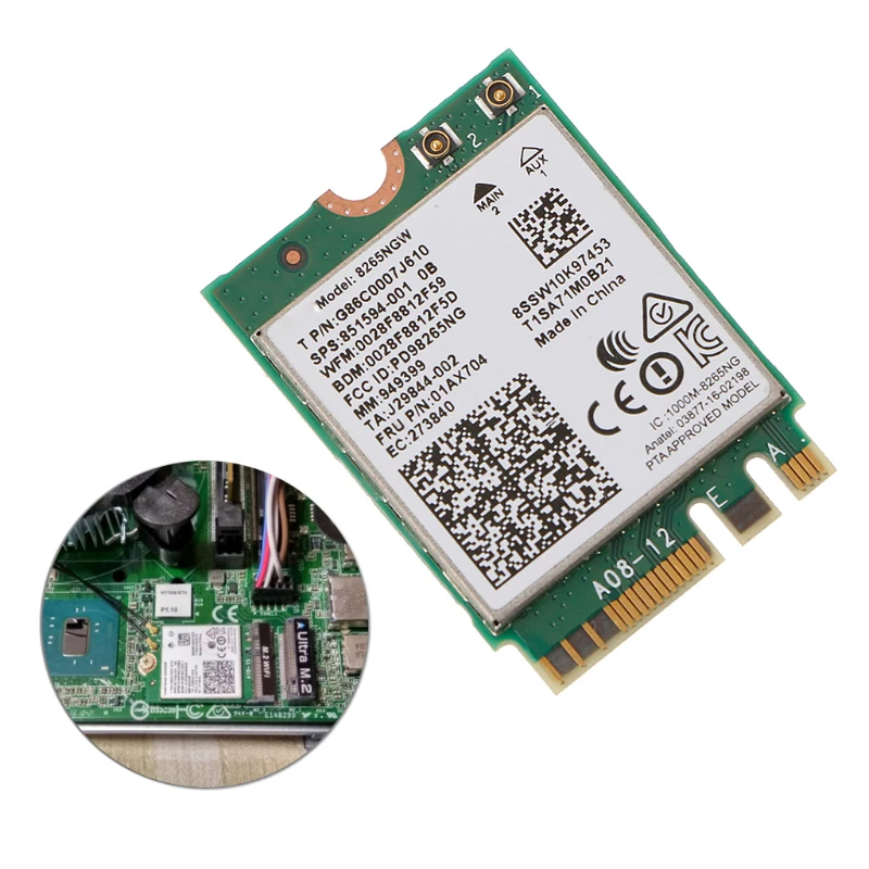 Wifi de doble banda 2,4g/5ghz, bluetooth, wlan para intel 8265ngw, inalámbrico-ac 8265 ngff 802.11ac 867 mbps, 2x2 MU-MIMO, tarjeta wifi bt 4,2