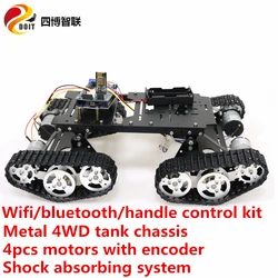 WIFI/Bluetooth/Handle Control TS400 4WD Smart Crawler RC Robot Tank Chassis Kit Shock Absorption 33GB-520 Motor DIY for Arduino