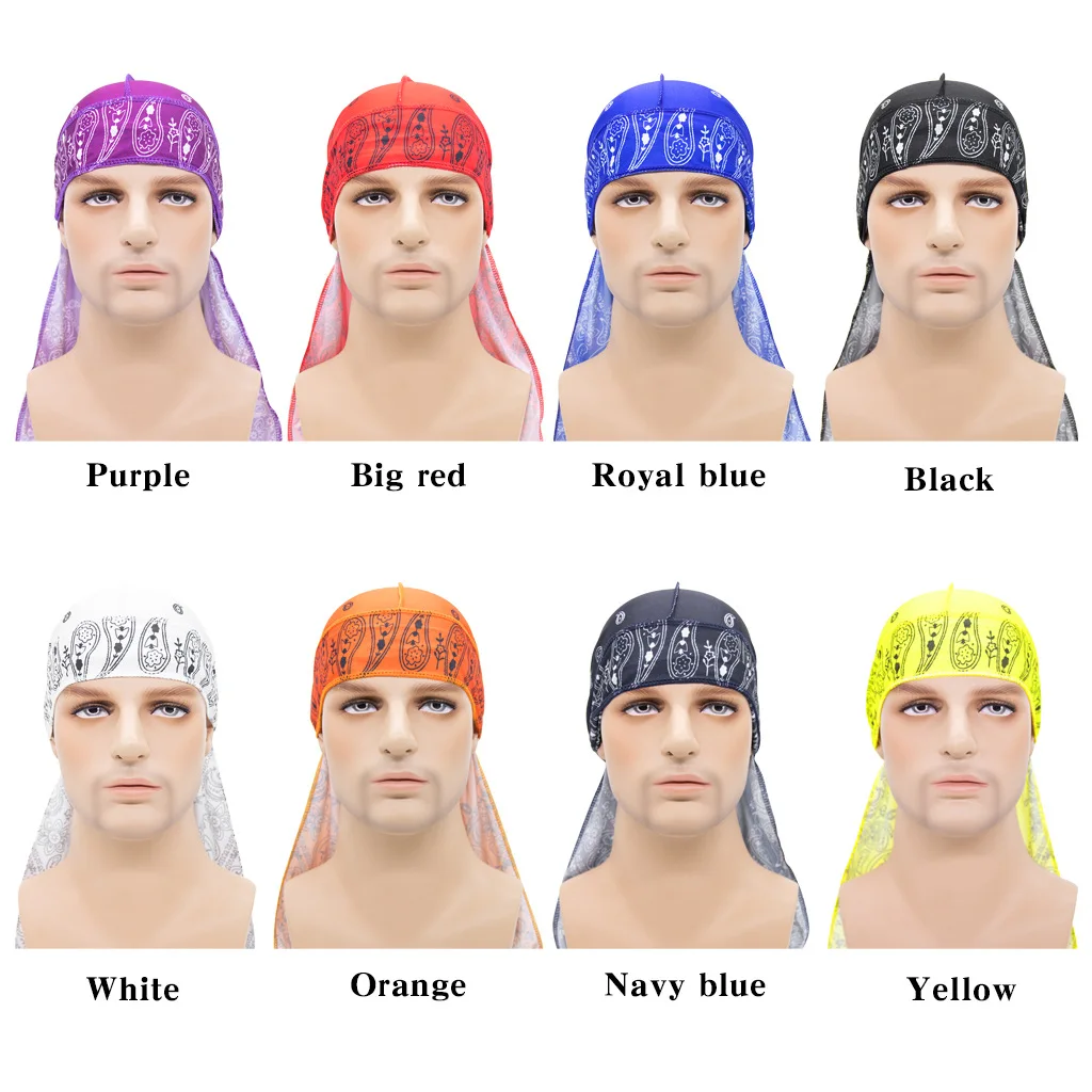 Hair Accessories Silky Durag Bandanas Insect Print Hats For Women Men Long Tail Pirate Hat Waves do doo du rag Turban Headwear