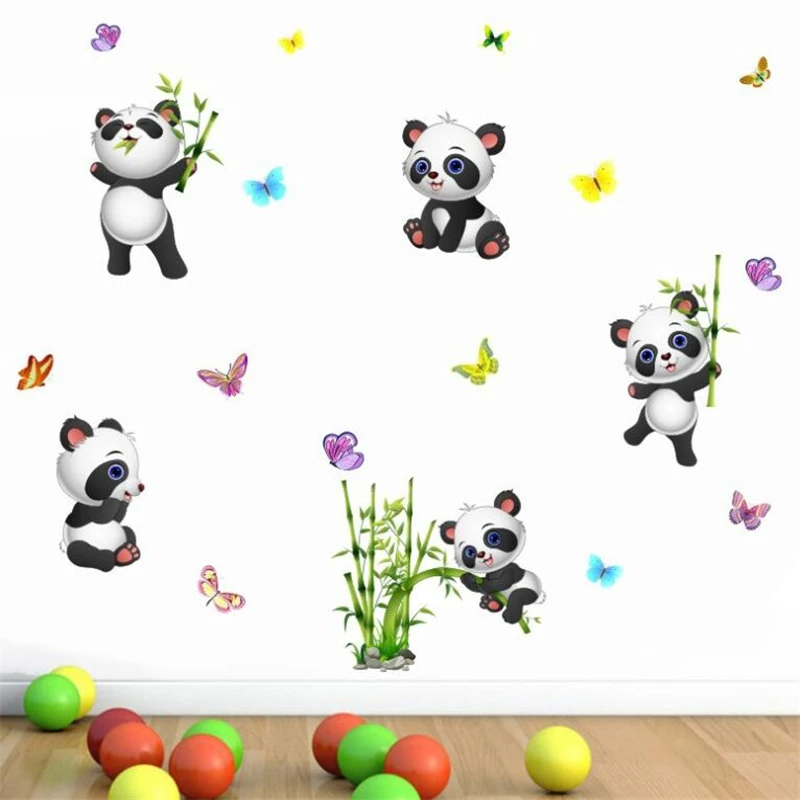 Lovely Cartoon panda wall stickers for children\'s room living room bedroom wall decoration home decoration door stickers