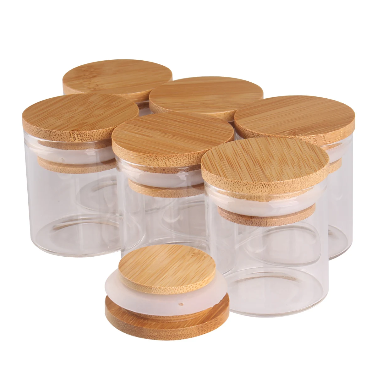 6 pieces 50ml Size 47x50mm Test Tubes with Bamboo Lids Glass Container Potion Bottle for DIY Crafts Wedding Favors