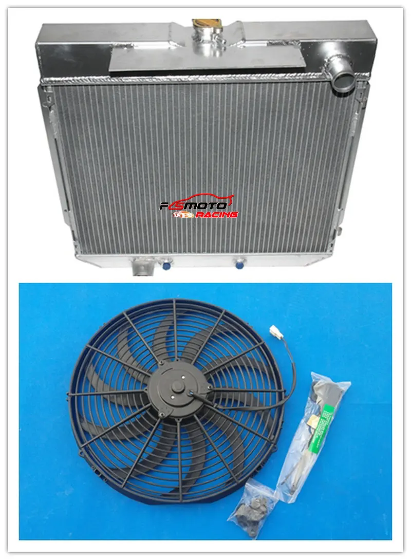 Aluminum Radiator + Fan Racing For 1972-1977 Ford Falcon XA XB XC FAIRLANE ZF ZG 6 cyl 77 76 75 74 73 72