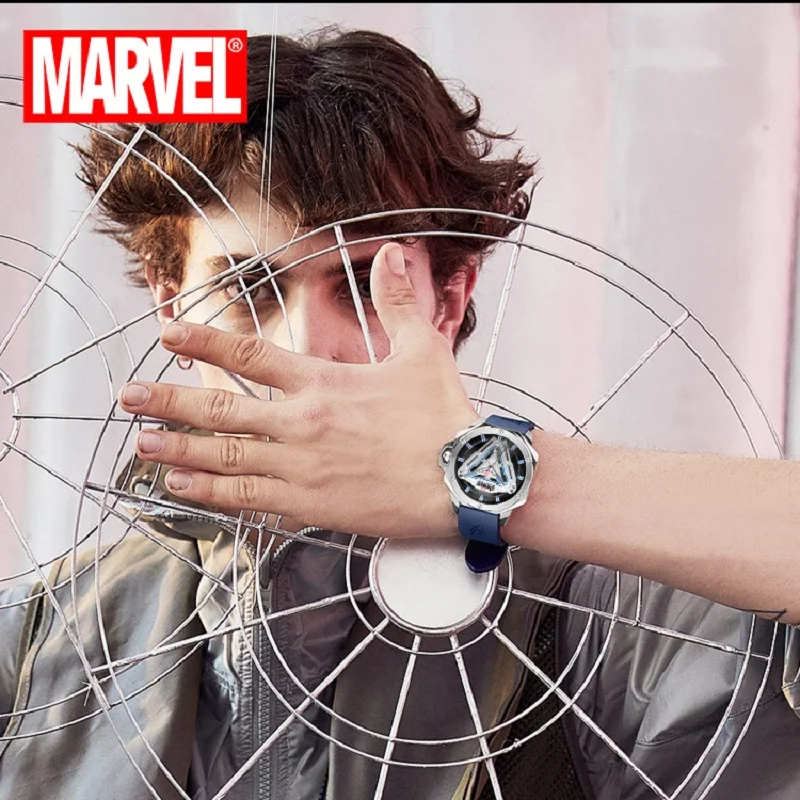 Disney Official Marvel Iron Men Stainless Steel Quartz Casual Wristwatches Energy Reactor Coated Glass 50M Waterproof New Clcok