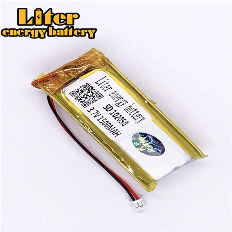 1.25MM 2pin connector 3.7V 102050 1500mah e-books GPS PDA Car recorder Rechargeable li-ion batteries lipo battery