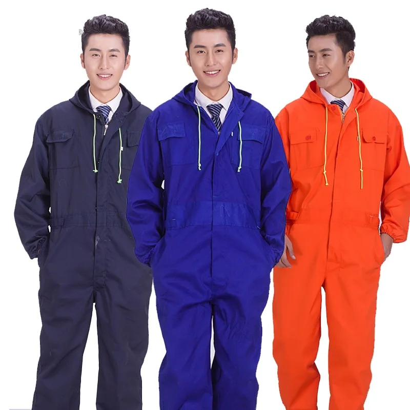 Workwear Working Uniforms Men Women Coveralls Long Sleeve Hooded Reflective Overalls Auto Repair Engineering Sailor Painter Suit