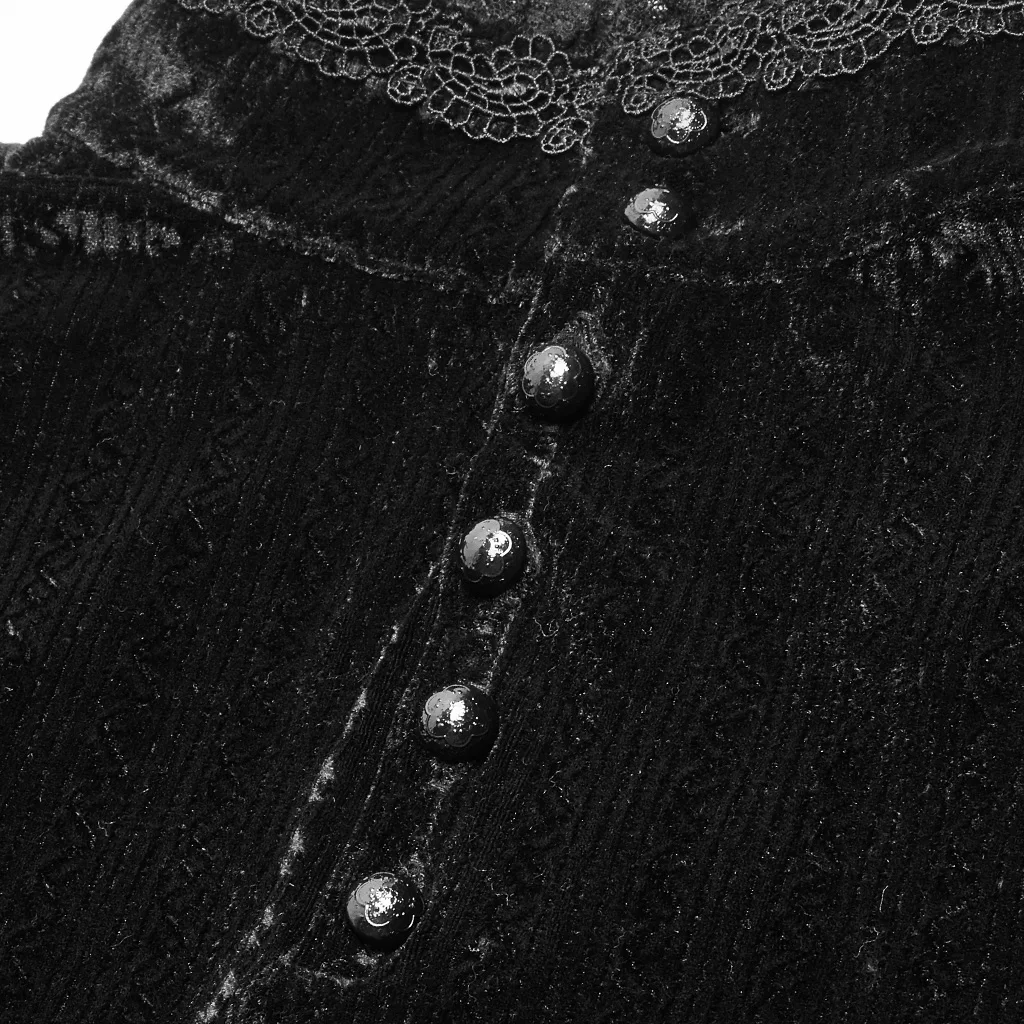 Punk Rave Women Gothic Dark-grain Velvet Blouse Black Top WT571