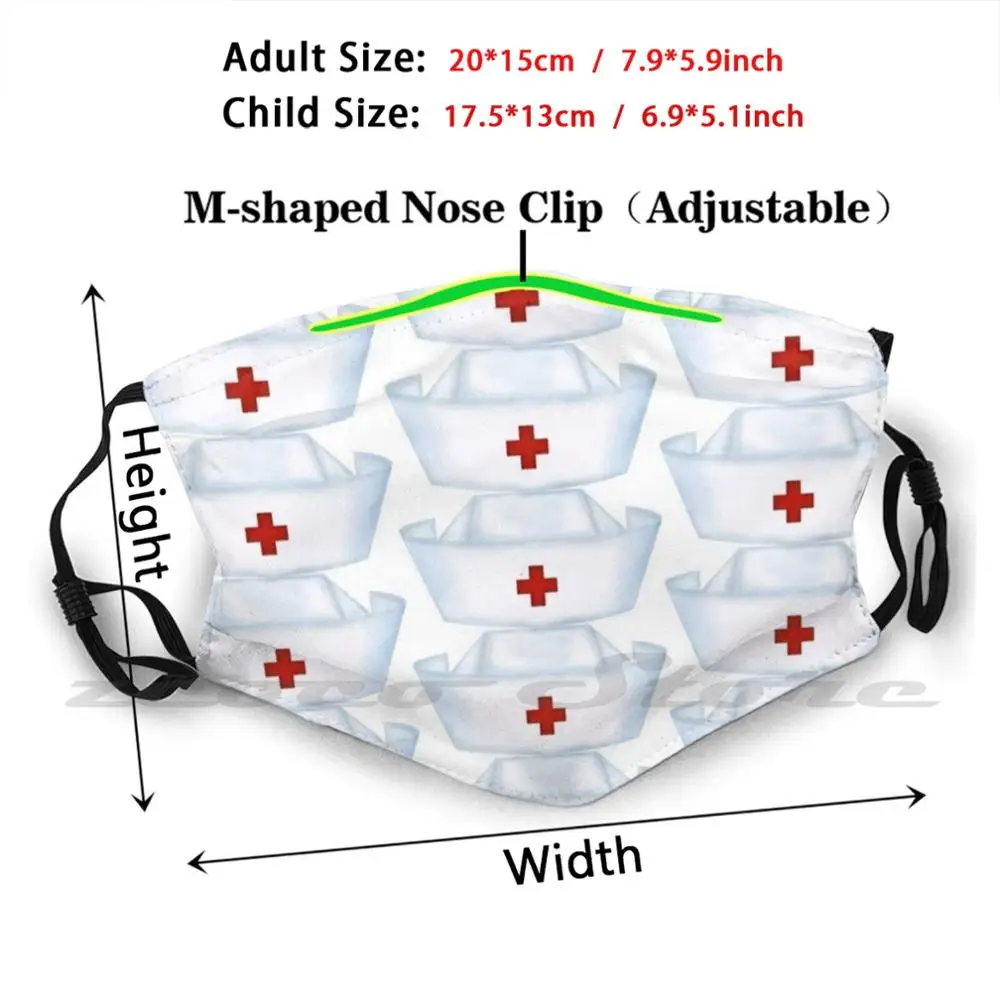 White Cap Met Rode Kruis Masker Doek Herbruikbare Print Filter Wasbare Rood Kruis Witte Kruis Verpleging