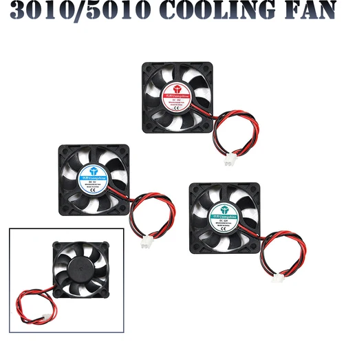 Imagen 2 del producto Mini ventilador de refrigeración para impresora 3D, ventilador de escape pequeño de 2 pines, DC 5010/3010, 5/12/24V, 30/50MM, 30x30x100mm/50x50x10mm