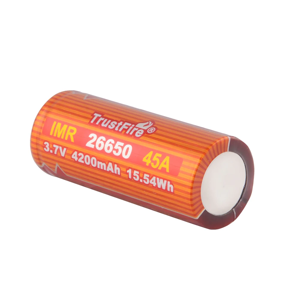 5pcs/lot TrustFire High Drain IMR 26650 Rechargeable Lithium 4200mAh Output 45A 3.7V 15.54Wh Battery Cell For Flashlights E-cigs