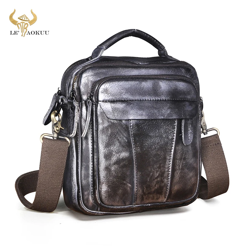 

Real Genuine Leather Travel Design School Shoulder Messenger Cross-body bag For Men Male College Tote Mochila Satchel bag 149