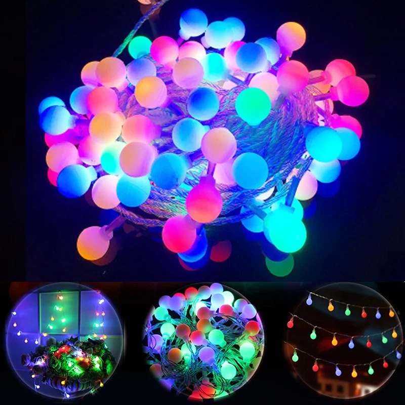 

10M 100LED 220V/110V LED Ball String Lights Christmas Bulb Fairy Garlands Outdoor for Holiday Wedding Home New Year's Decor Lamp