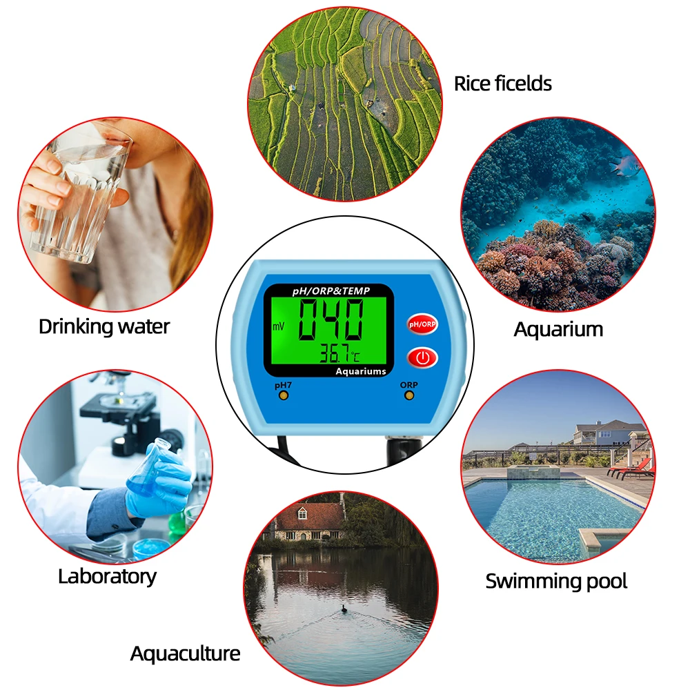 Digital 3 in 1 PH/TEMP/ORP Meters PH Meter Redox Potential Tester TDS Detector Monitor PH Multi-Parameter Water Quality Tester