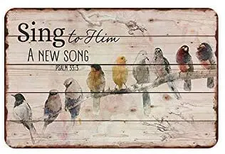 FemiaD 8 X 12 Novelty Funny Sign Birds Sing Song Vintage Metal Tin Sign Wall Sign Plaque Poster for Home Bathroom and Cafe