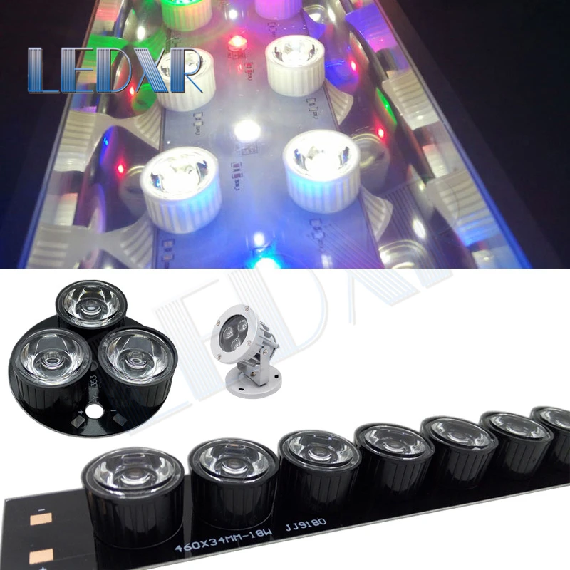 10pcs 20mm high power LED lens LED chip 1w 3w5w PMMA lens universal black and white holder 8°/ 15°/ 20°/ 30°/ 45°/ 60°/ 90°/ 120