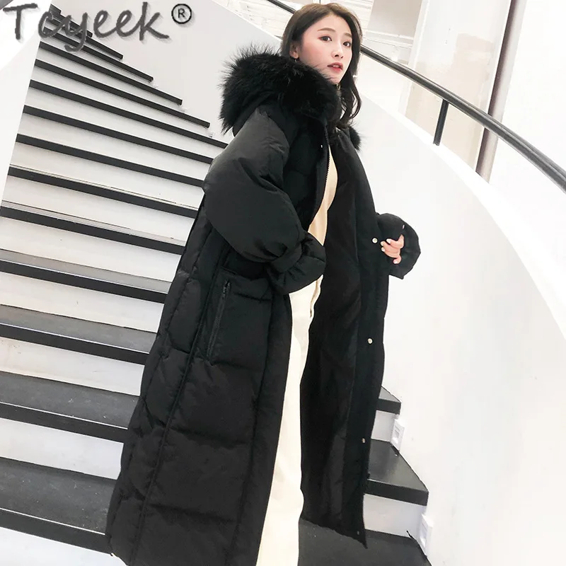 Jacket Winter 2021 Female White Duck Down Jackets Women's Clothing Real Raccoon Fur Collar Parkas Woman Coats Ropa TN155