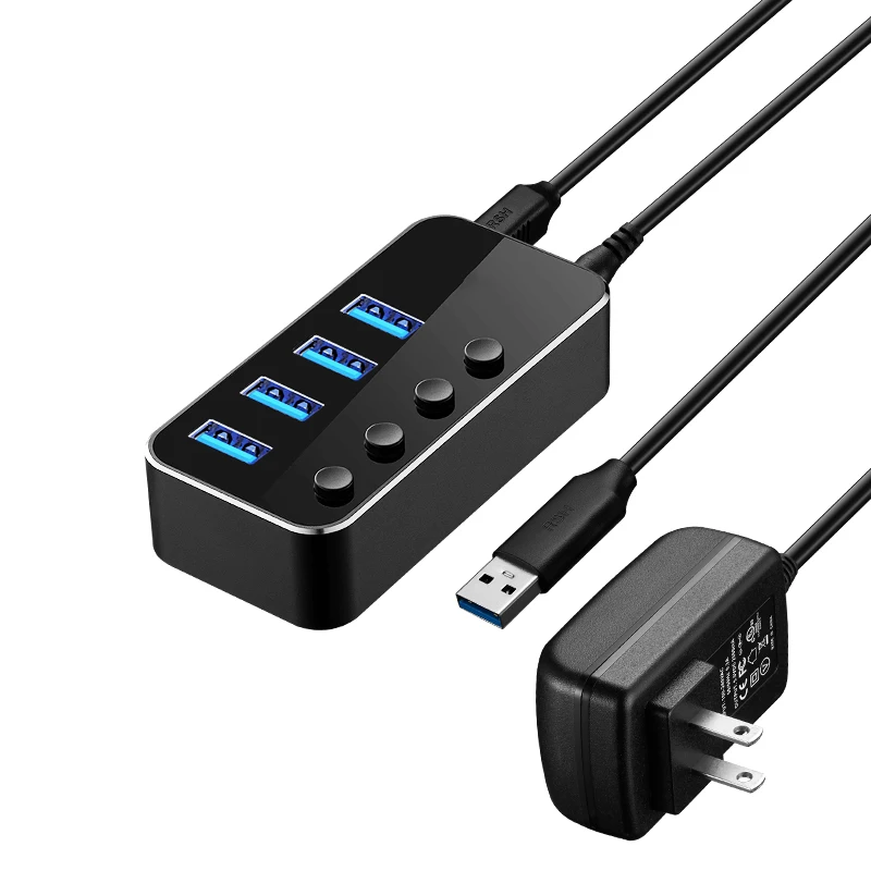 USB3.0 splitter, multi-interface Hub hub, high-speed expansion port, one for four, 7 ports with switching power interface