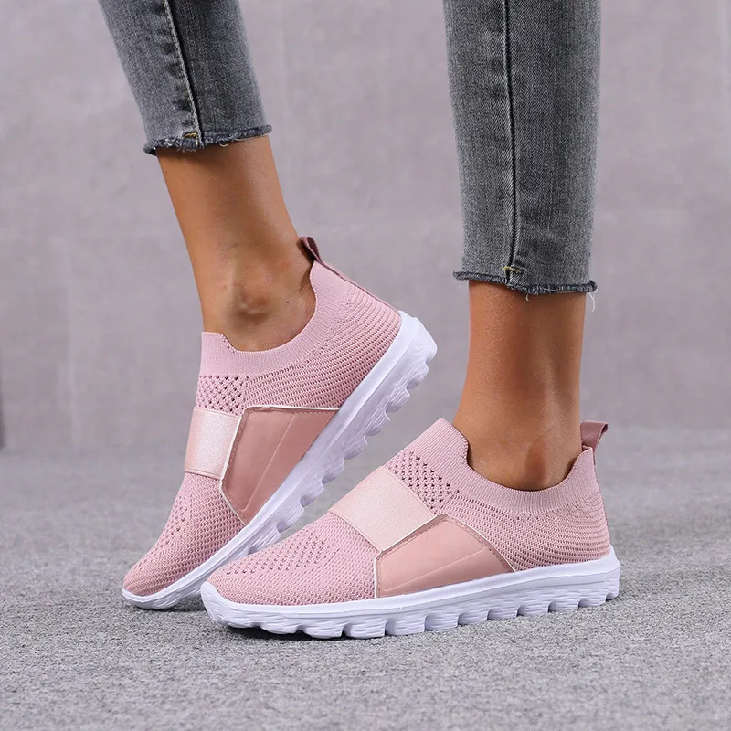 

New Style Women's Sneakers Ladies Jersey Shoes Flat Casual Summer Slippery Vulcanized Light Mesh Breathable Women's Running Shoe