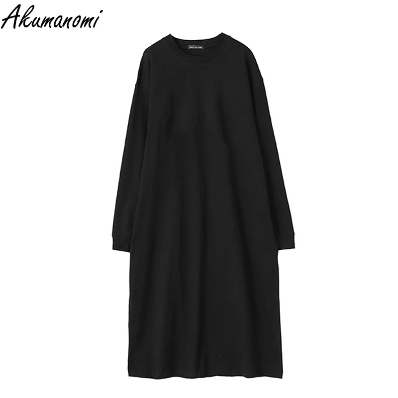 Plus Size Autumn Maxi Long Cotton Dresses For Women Black Pink Red Khaki Long Sleeve 4xl 5xl 6xl Casual Loose Oversized za Dress