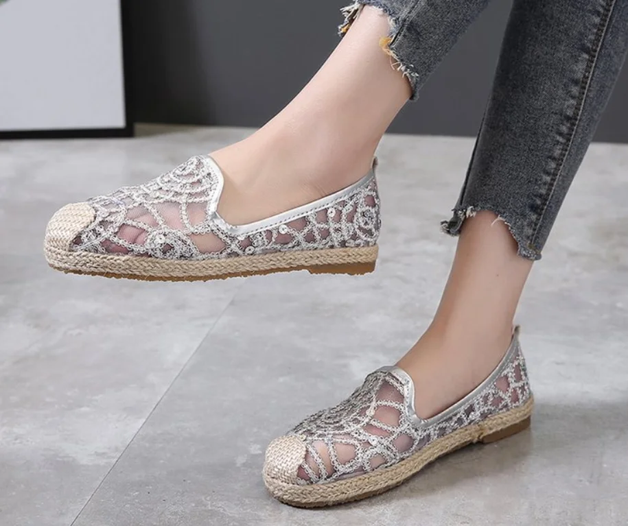 New Hollow Lace Flat Shoes Women Summer Loafers Breathable Loafers Ladies Shoes Casual Fashion Sports Shoes Zapatos