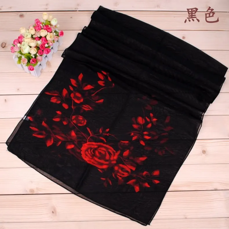 New Women Chiffon Silk Scarfs Fashion Spring Square Polyester Scarves Print Flowers Shawl Summer Shawls and Hijabs