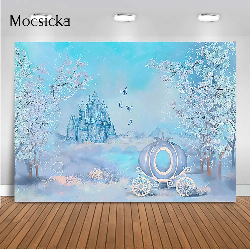 

Dreamy Carriage Backdrop Fairy Tale Castle Birthday Photo Background Props Newborn Children Cake Smash Baby Shower Party Decor