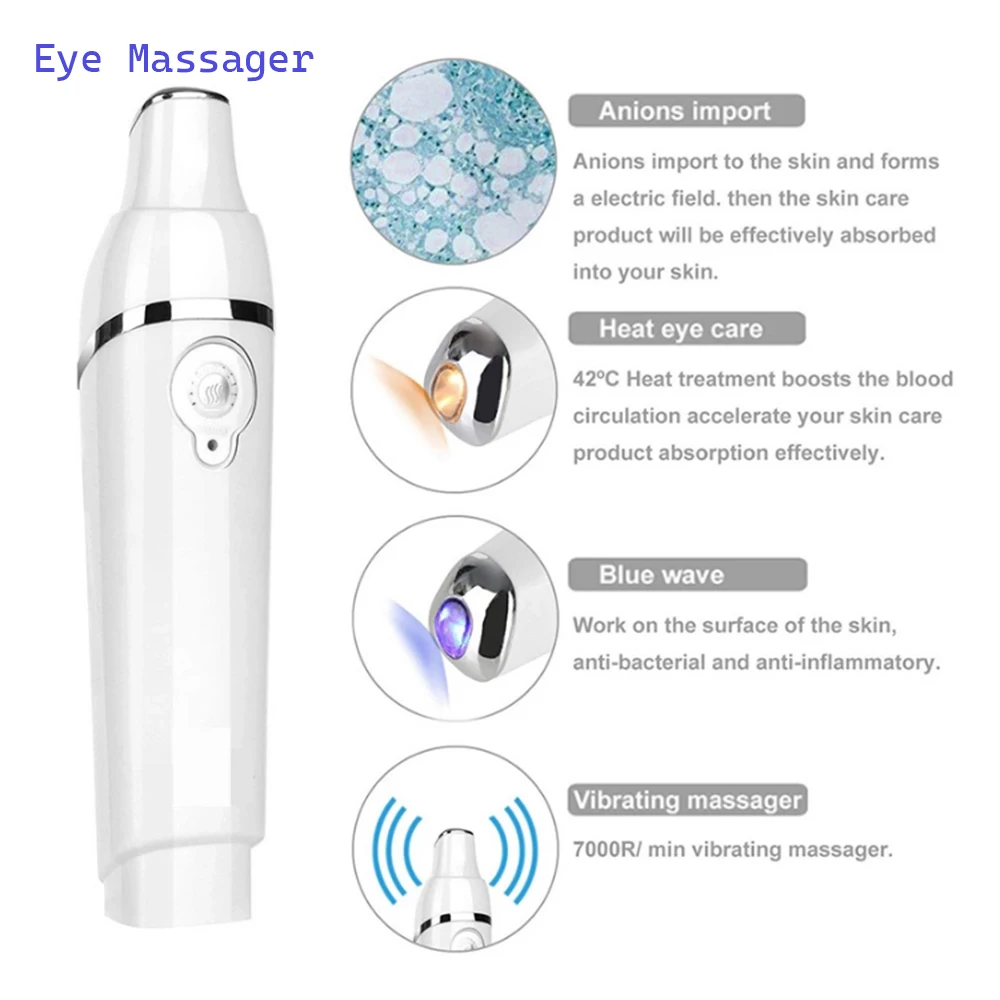 Electric Eye Facial Massage Vibration Massager Heating Relaxation Phototherapy Relieve Fatigue Pen Remove Dark Circle Crow Feet