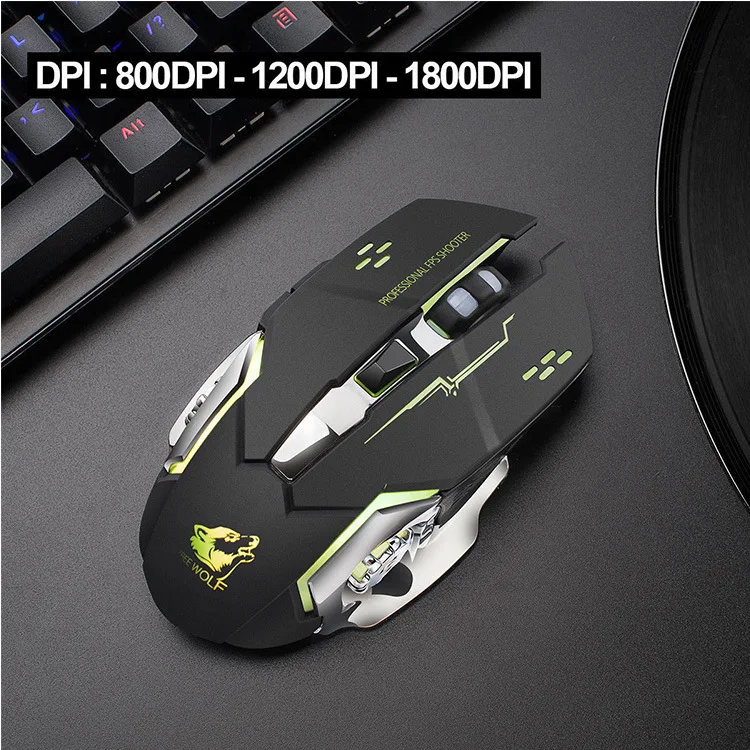 Rechargeable Wireless Silent LED Backlit USB Optical Ergonomic Gaming Mouse LOL Gaming Mouse Surfing Wireless Mouse