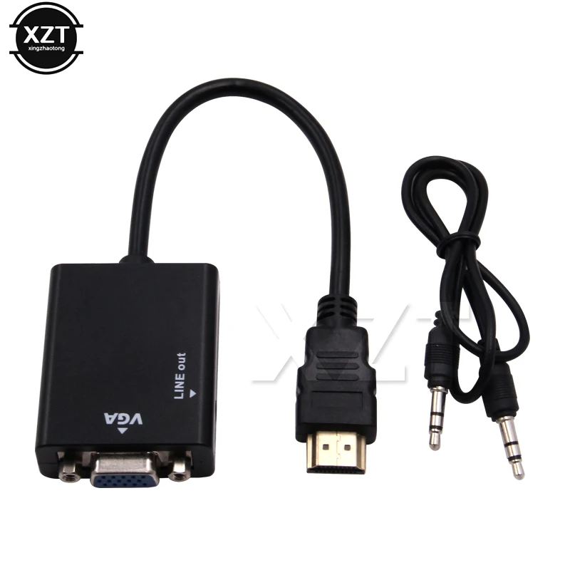 MINI HDMI-compatible to VGA Converter With 3.5mm Audio Cable 1080P Digital Analog Video Audio Cable Adapter For PS4 PC HDTV