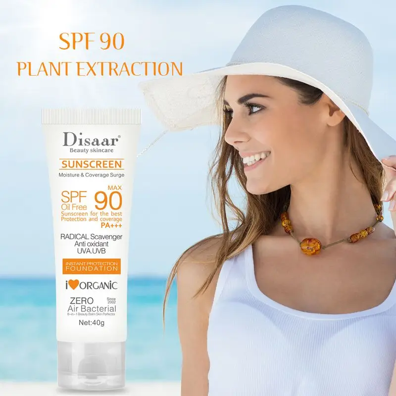 

Disaar Facial Body Sunscreen Cream Beauty Skin Care Spf Max 90 Oil Free Radical Scavenger Anti Oxidant UVA/UVB 40g Sunblock