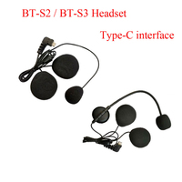 Type-C Interface Jack Helmet Microphone Speaker Headset for BT-S2 BT-S3 Intercom Motorcycle Bluetooth