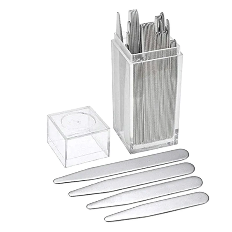 36pcs 3 Kích Thước Thép không gỉ Cổ Ở Lại cho BF Kinh Doanh Áo Sơ Mi Nam Xương Stiffener Miếng Lót Cố Định 70mm 63.5mm 56mm Cổ Hỗ Trợ