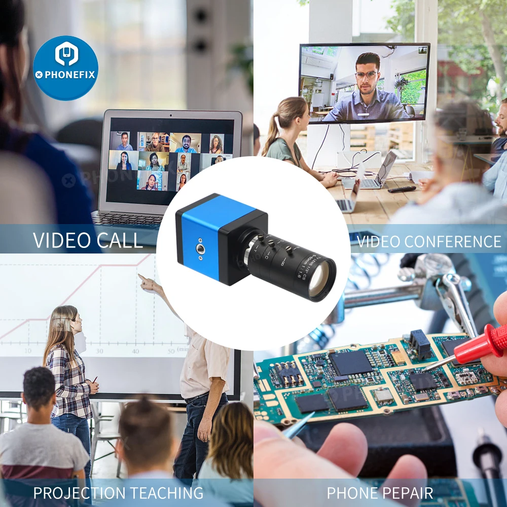 Webcam ad alta velocità per telecamere di visione artificiale HDMI VGA industriale con obiettivo CCTV con Zoom manuale con attacco C/CS per