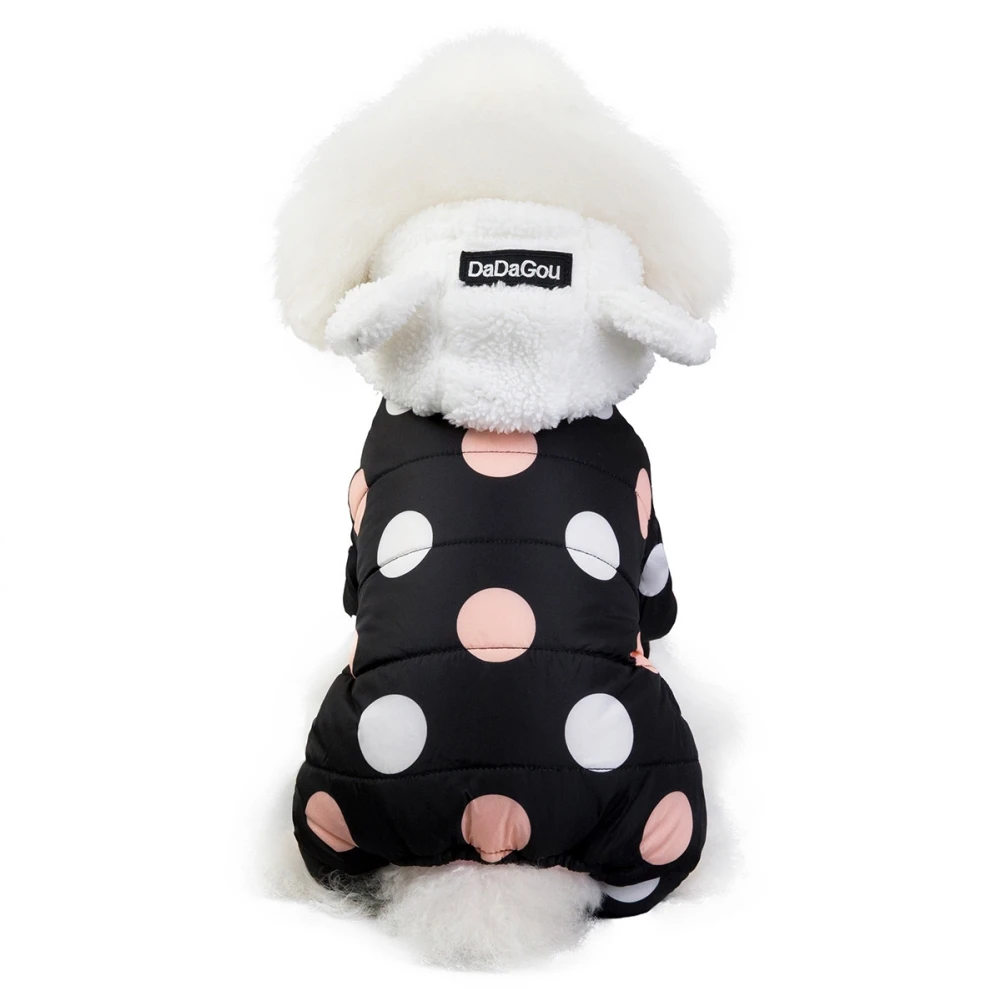 Winter Pet Clothes For Small Large Dogs Thicken Plush Jumpsuit Jacket Winter Dog Clothes Cute Dot Yorkies Chihuahua Pug Coat