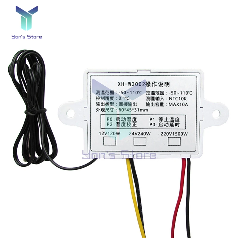 12 فولت 24 فولت 220 فولت W3002 الرقمية LED متحكم في درجة الحرارة 10A التتابع ترموستات منظم التدفئة التبريد التحكم التبديل XH-W3002